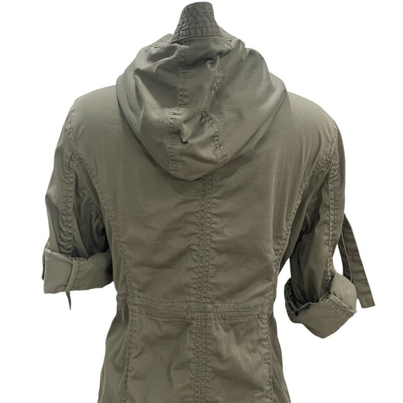 American Rag Olive Green Hooded Utility Jacket Gorpcore Urban Chic Outdoor Camp - Picture 12 of 13